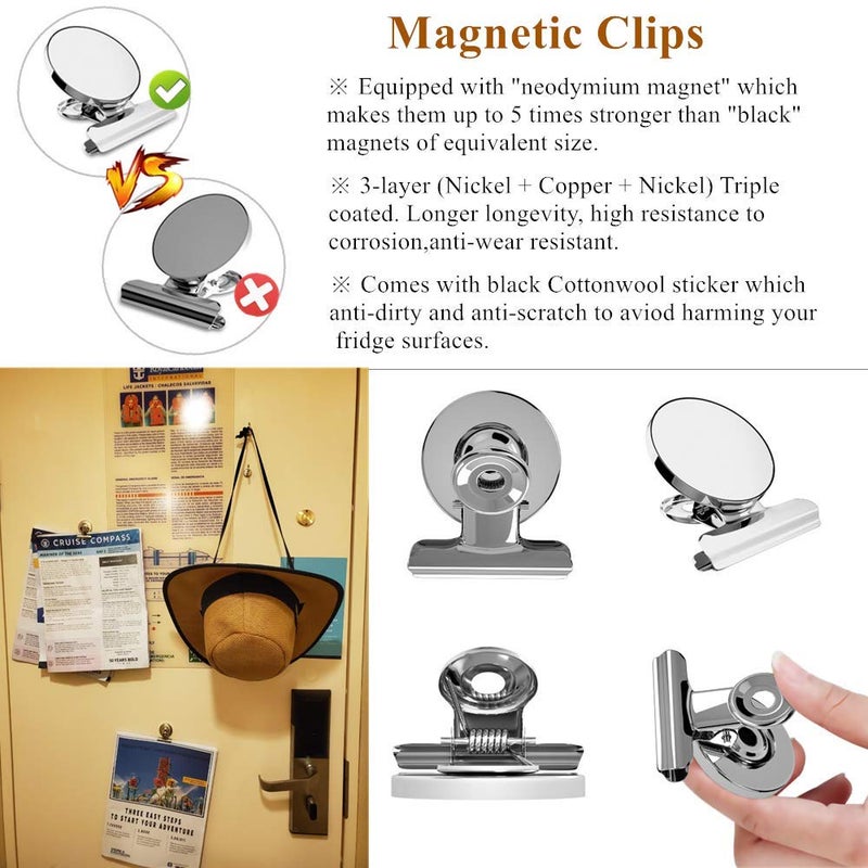 Rakizbe Refrigerator Magnets - Rakizbe Magnet Push Pins/Magnet Clips/Magnetic Hooks Set, Brushed Nickel Steel Fridge magents for Whiteboard, Kitchen, Office, Bulletin Board, Lockers - Image 2